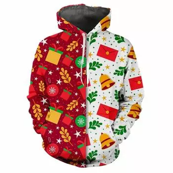 Trendy Men s Hoodie Printed Fun Christmas Patterns Digital Printing Casual Long Sleeved Hooded Thick Fabric Tops 5XL