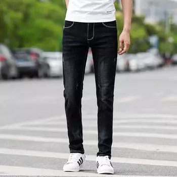 Trendy Men s Jeans, Long Pants, Elastic Slim Fit, Small Straight Tube, Washed Cotton Jeans, Popular Men s Clothing 28