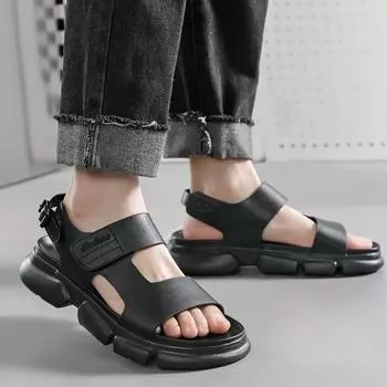 Trendy men s sandals men s 2025 summer new wear versatile non-slip platform casual beach shoes 4881-T 38 чёрный