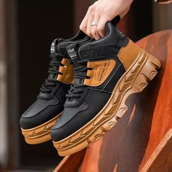 Trendy Men s Shoes Autumn Style British Fashion Retro Contrasting Casual Wear-resistant Men New Thick Soled Workwear Shoes 2024 39