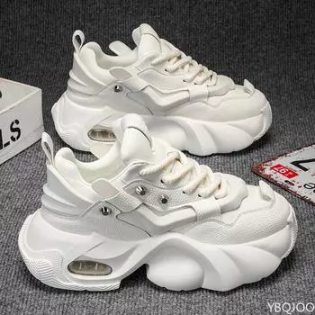 Trendy Men s Thick Soled Height Increasing Sports Shoes Breathable and Casual Men s Flat Sports Versatile Vulcanized Shoes 40 белый