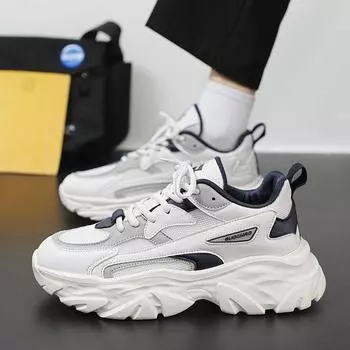 Trendy Men Shoes 2024 New Mesh Breathable Anti-odor Sports Running Shoes Old Dad Shoe Non-slip Elasticity Casual Sneakers Hombre 39 белый