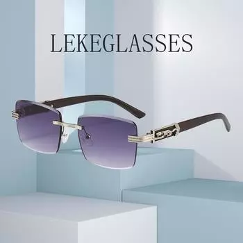 Trendy Metal Sunglasses, High-End Men S And Women S Retro Leopard Head, Temple, Rimless Sunglasses