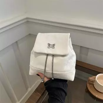 Новый модный осенний рюкзак с цепочкой-бабочкой, корейская версия, нишевый рюкзак, женская сумка, модный рюкзак для поездок на работу розовый