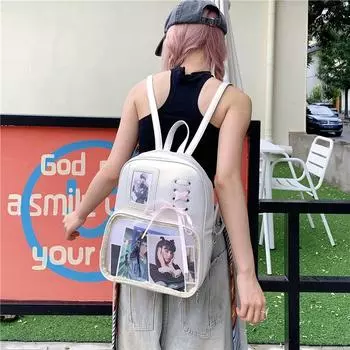 Trendy new transparent backpack high school large capacity college student backpack pain women travel