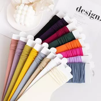 Trendy New Velvet Roll Edge Solid Elasticity Candy Color Middle Tube Crew Socks Women s Socks белый