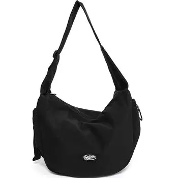 Trendy Nylon Men and Women Casual Sports Wide Strap Crossbody Bag Black