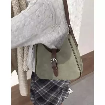 Trendy Retro Deer Leather Velvet Underarm Bag for Women Korean Niche Shoulder Bag Large Capacity Crossbody Bag for Women