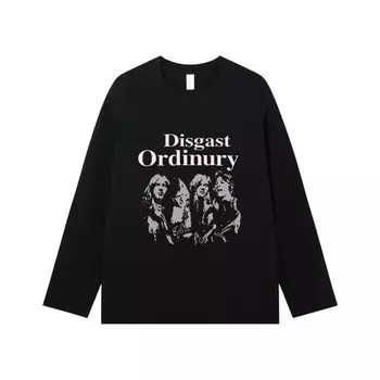 Trendy Retro Fall Loose Fashion Long Sleeves T-Shirt Black S