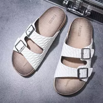 Trendy Simple Men s Buckle Beach Shoes Fashion Casual Comfortable Soft Elastic Slippers Wear-resistant Damping Non-slip Slippers 40 чёрный