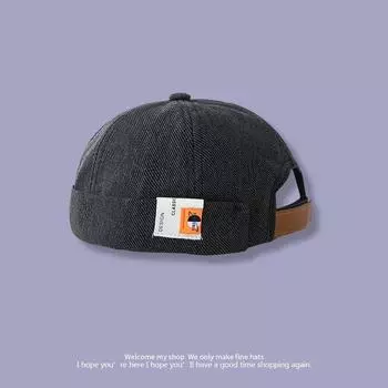 Trendy Spring and Summer Street Cool Men s and Women s Beanie Chinese Landlord Hat Retro a Sailor s Cap Rogue Yuppie Hat Skullcap Global Marked-Black Grey M(56-58cm)