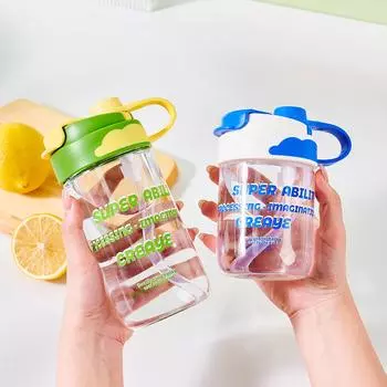 Модная соломенная кофейная чашка, мультяшная, для студенческого общежития, двойная чашка для питья, симпатичная, для офиса, пластиковая чашка для воды 380ml 1PCS