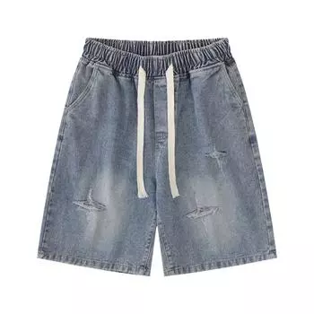 Модные летние новые повседневные шорты свободного покроя в стиле ретро с градиентом и звездами для мужчин и женщин S синий