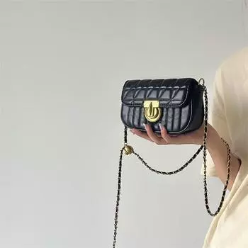 Trendy Textured Women s Diamond Lock Chain Bag - Versatile Small Square Crossbody & Shoulder Bag белый