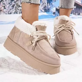 Trendy Thick Bottom Women Snow Boots Rubber Sole Ankle High Simple Style Shoes for Women Winter Warm Anti-Slip Booties Women 36