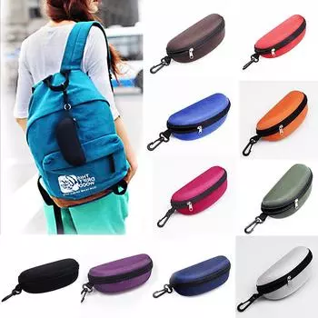 Trendy Unisex Hanging Glasses Bag Sunglasses Box Portable Glasses Case Zipper Solid Color Fashion Oxford Cloth синий