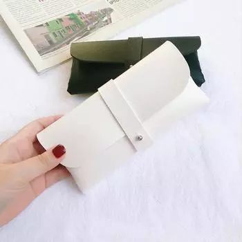 Trendy Unisex Reading Glasses Leather Buckle Sunglasses Storage Box White Black Glasses Case Soft Bag Case Travel Portable Trendy Myopia New Popular чёрный