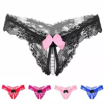 Trendy Unisex Underwear Female Temptation Panties Laces Hot Lingerie Women Pearl Erotic Massaging Crotchless Gifts Girls Bead Sex Lingerie G Strings