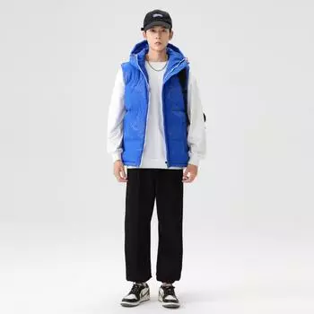 Модный жилет мужской осенне-зимний утепленный жилет с капюшоном модный повседневный жилет M