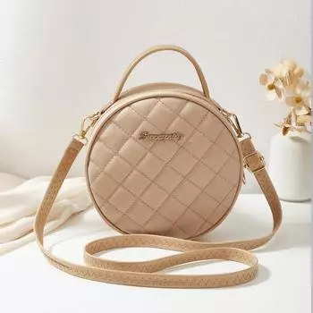 Trendy Women s Summer 2021 Sweet Style Quilted Small Round Crossbody Bag