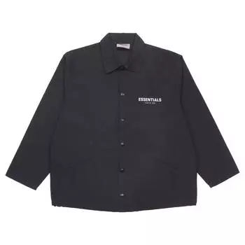 Тренерская куртка Fear of God Essentials с воротником с логотипом и ветрозащитными пуговицами, верхняя одежда унисекс, черный 0202250500021001 L