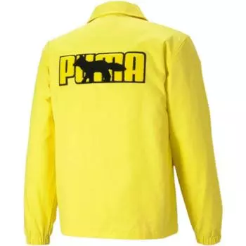 Тренерская куртка Puma x Maison Kitsune с вышивкой мультяшного логотипа, верхняя одежда унисекс, лимонно-желтый 530430-30 S