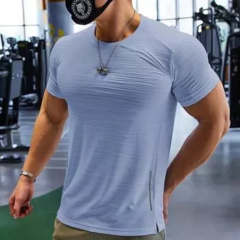 Тренировка мышц Компрессионная футболка Мужская беговая футболка Dry Fit Однотонная футболка больших размеров для спортзала Мужские футболки Спортивные мужские топы Толстовка XS серый