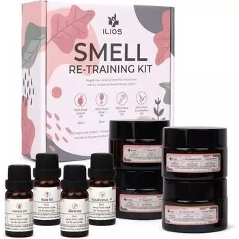 Тренировка обоняния Тренинг Ilios Kit 4 эфирных масла Лимон Гвоздика Роза Эвкалипт Аксессуары для естественной стимуляции Ароматерапия для потери чувствительности