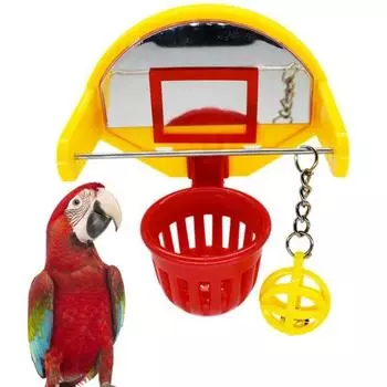 Тренировочная игрушка для попугая, встроенный колокольчик, забавный развивающий интеллект, безопасный для домашних животных, мини-баскетбольное кольцо, реквизит