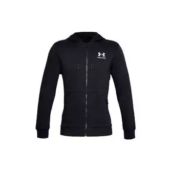 Тренировочная куртка Under Armour Rival Fleece Amp Full Zip Hoodie Logo, мужские куртки, черный цвет 1357113-001 L
