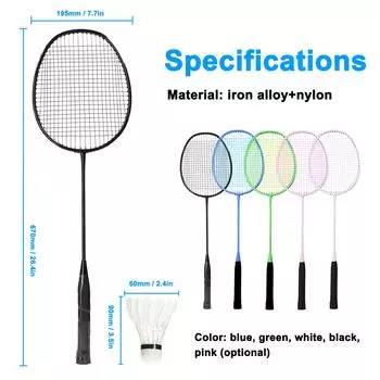 Тренировочная ракетка для бадминтона, набор воланов, упражнения для физического воспитания, спортивное оборудование, железный сплав зелёный