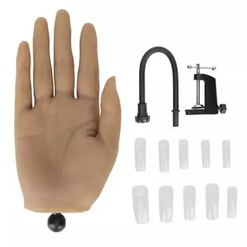 Тренировочная рука для ногтей с зажимом, подставка, гибкие соединения, гибкая, регулируемая высота, силикон