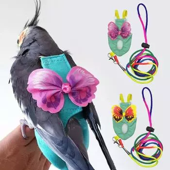 Тренировочная веревка против укуса, тренировочная летающая тяговая веревка, шлейка для попугая, поводок для птиц, жилет для домашних животных розовый