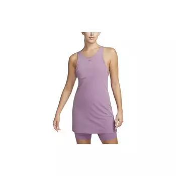 Тренировочное платье Nike Dri-FIT Bliss, однотонное, без рукавов, миди, женское платье, пурпурное, DV9459-537 XS