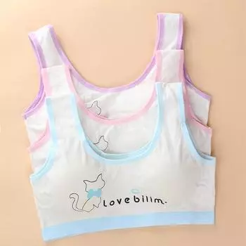 Тренировочные бюстгальтеры для девочек-подростков, однотонное спортивное укороченное съемное тренировочное укороченное белье для молодых спортсменов one size белый