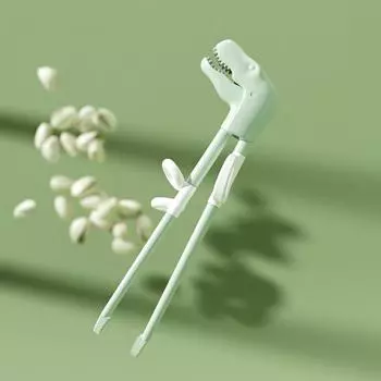 Тренировочные палочки для еды, милые палочки для еды в виде динозавров, детская просветительская посуда зелёный