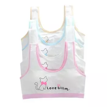 Тренировочный бюстгальтер для девочек Детское нижнее белье Бюстгальтер-майка Детское нижнее белье Спортивные топы Хлопковые бюстгальтеры one size синий