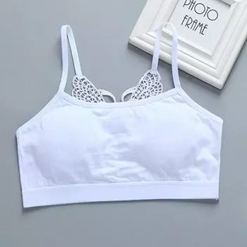 Тренировочный бюстгальтер для девочек, нижнее белье для подростков, дышащий мягкий жилет для подростков 8-16 лет белый