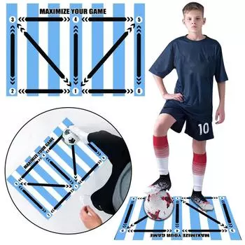 Тренировочный коврик для футбольных шагов, поглощающий бесшумную помощь в ведении мяча, нескользящий контроль мяча для ведения мяча, футбольный коврик для ног, в помещении, в помещении, для детей, взрослых 30*50cm