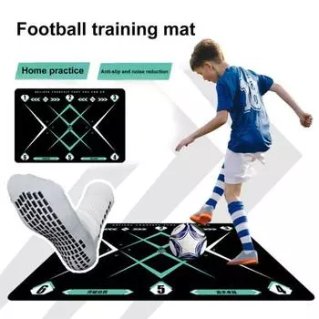Тренировочный коврик для футбольных шагов с носками, бесшумный противоскользящий амортизирующий тренировочный коврик, футбольное тренировочное снаряжение A