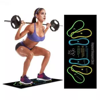 Тренировочный коврик для приседаний Позиции шагов для приседаний Наколенник Наколенник для ног Нацеливание на мышцы бедра Гири Тяжелая атлетика Фитнес Вспомогательный коврик Оборудование для тренировок для начинающих чёрный