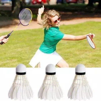 Тренировочный мяч Белый волан Утиное перо Бадминтон Тренировочный мяч Бадминтон Офисные работники 3Pcs