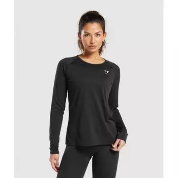 Тренировочный топ с длинными рукавами GYMSHARK, черный B7A2K BB2J