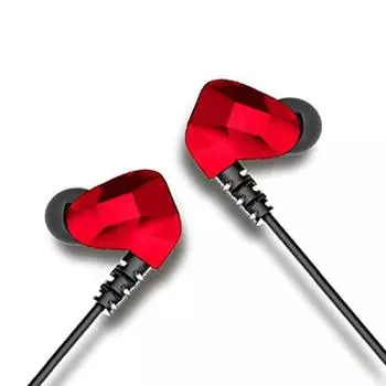 TREQA Canal Earphones Equipped with Dual Drivers for Commuting to School and Games EP-729 (Red)