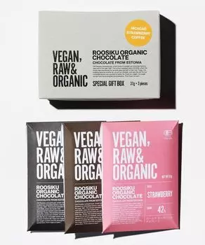 Tretes Vegan Lowsik Organic Chocolate Organic JAS веганский шоколад органический сырой шоколад плитка шоколада веганский сырой шоколад 37 г x 3 штуки в подарочной коробке