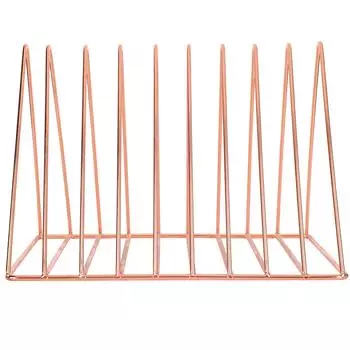 Треугольная книжная полка металлическая золотая настольная полка для хранения книг настольная книжная полка