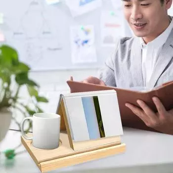 Треугольная книжная полка, стабильная структура, деревянная подставка для книг с подстаканником и слотом для планшета для домашней спальни