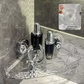 Треугольная полка для хранения в ванной комнате, прочный несущий съемный простой монтаж, полый дизайн, лоток-органайзер для хранения чистый