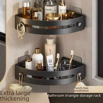 Треугольная полка для хранения вещей в ванной комнате - держатель для полотенец, органайзер для туалета, установка без перфорации