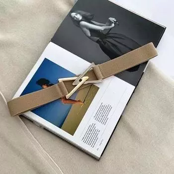 Треугольная пряжка Поясная печать Простой ремень Женщины Эластичный Эластичный Пояс Тонкий хаки